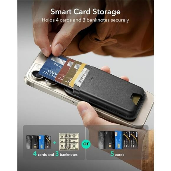 ESR MagSafe Wallet RFID Blocking Vegan Leather Magnetic Card Holder for iPhone - Picture 2 of 7